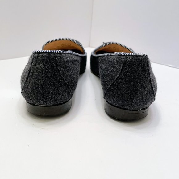 J. Crew Charlie Loafers in Gray Wool Flannel with Black Patent Tassels Sz. 6.5 - Picture 9 of 10
